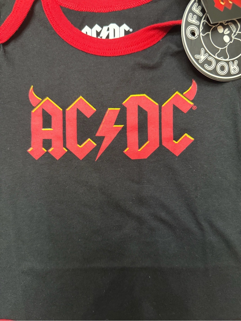 NWT AC/DC Black with Red Trim Onsie - Picture 3 of 5
